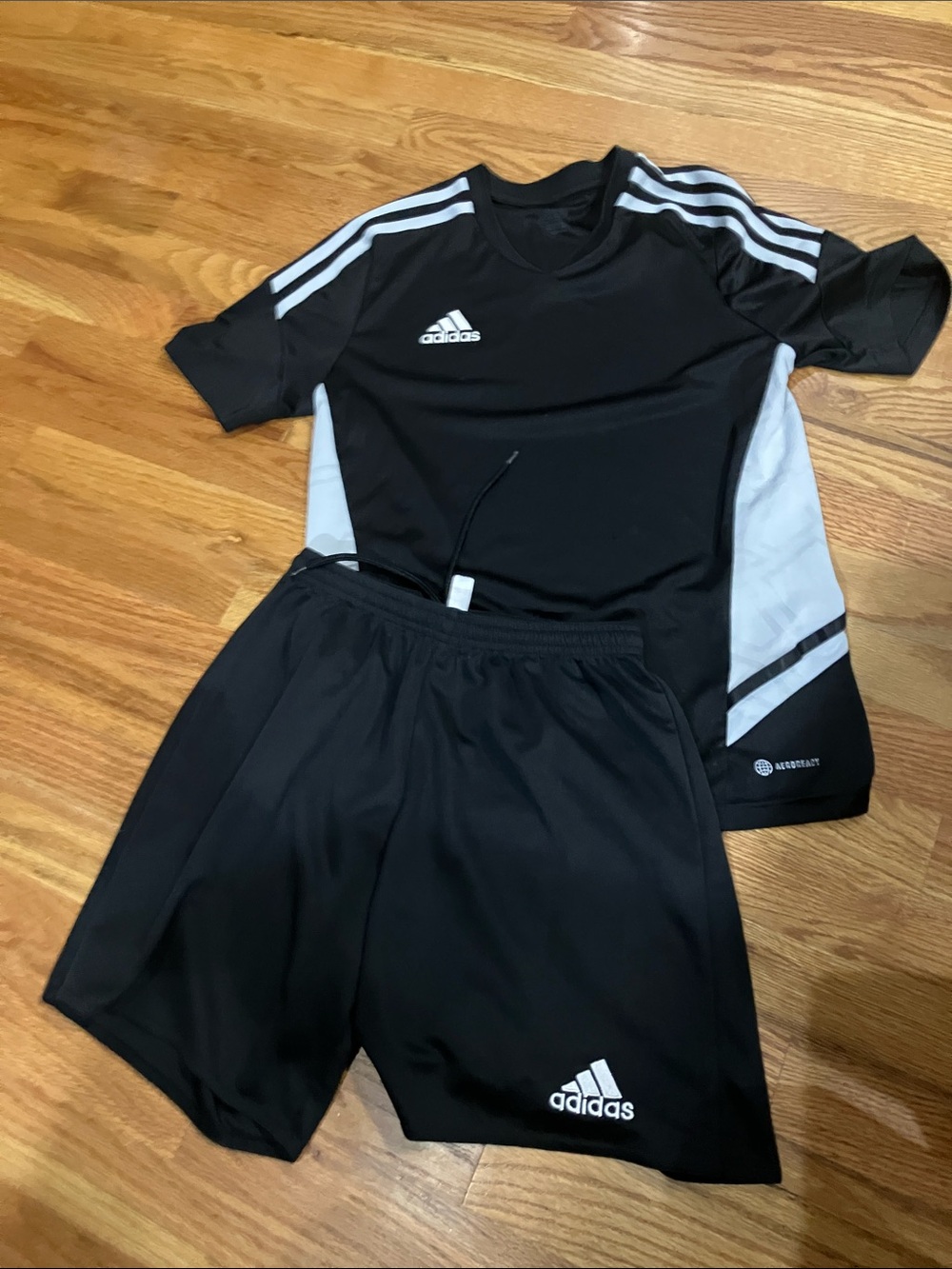 adidas Tiro 25 Black and White Soccer Jersey Sz 13/14 with Adult Sz S Short EUC